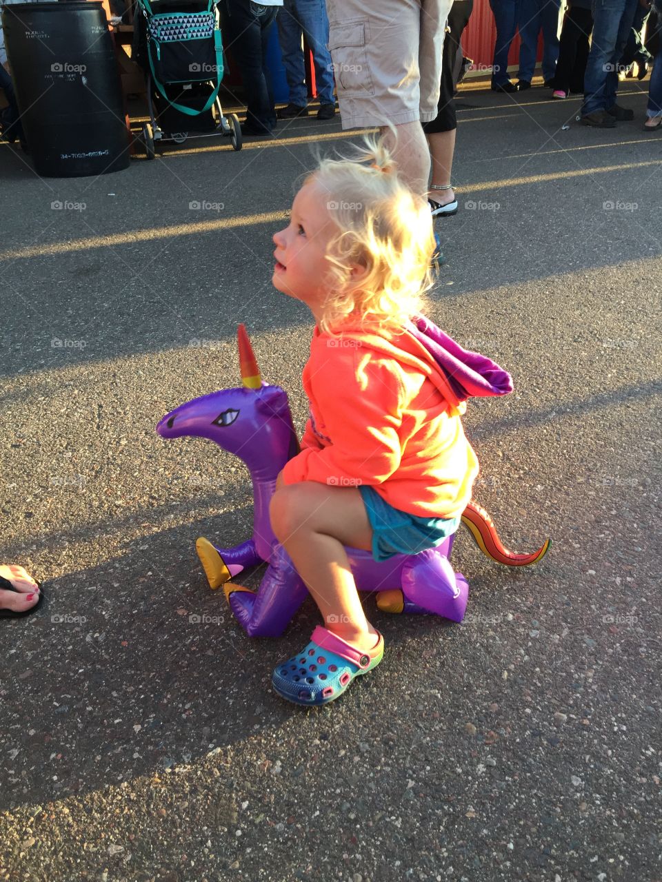 Little girl and her unicorn. 
