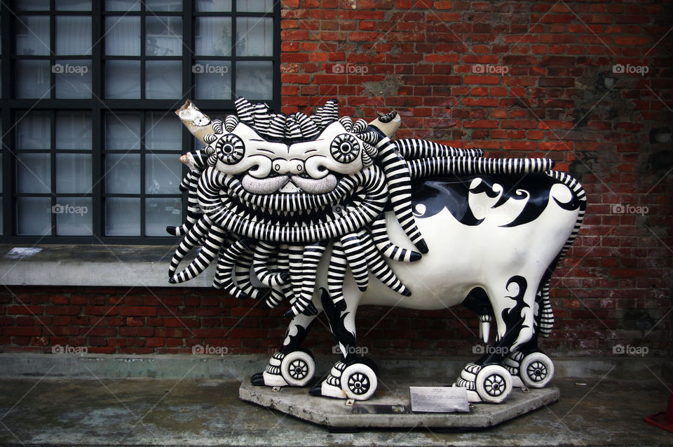 Unusual Bull Statue Outside Taipei’s “Red House”