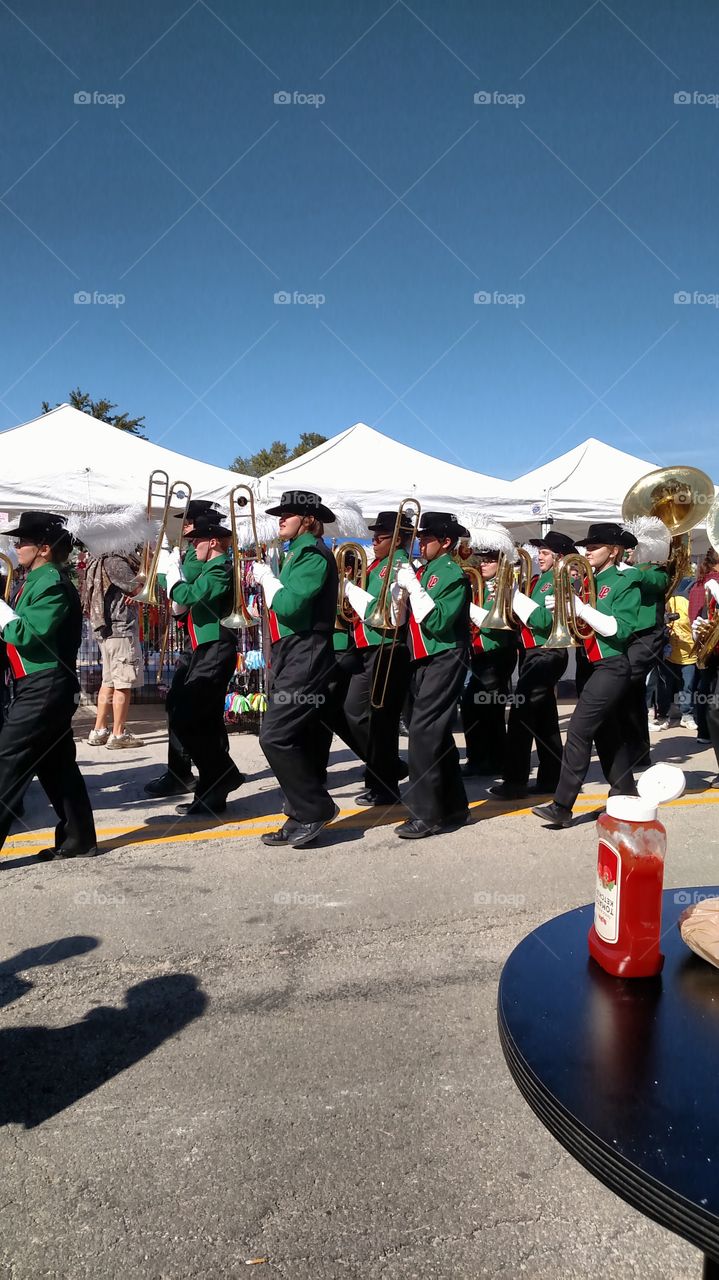 High school marching band during the Burgoo