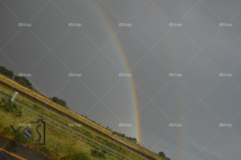 Rainbow, Storm, No Person, Landscape, Rain