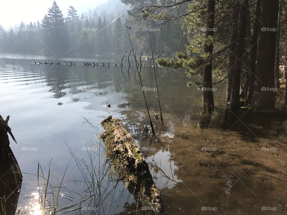 Morning fishing in upper Twin lake in Bridgeport California. A peaceful and beautiful place