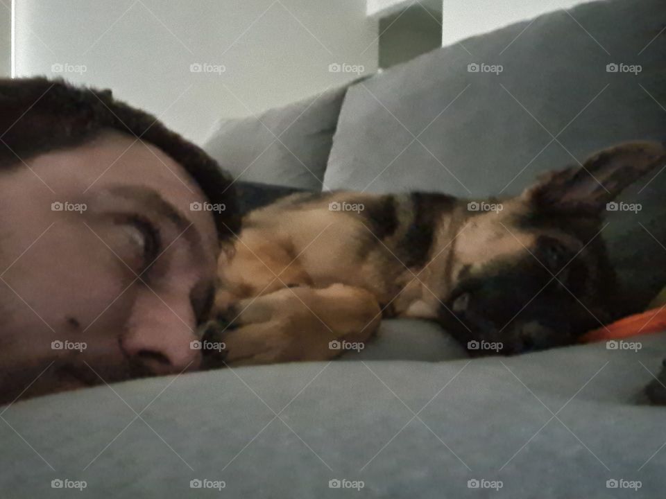 When you creep for the Snuggles when the Puppy Sleeps!