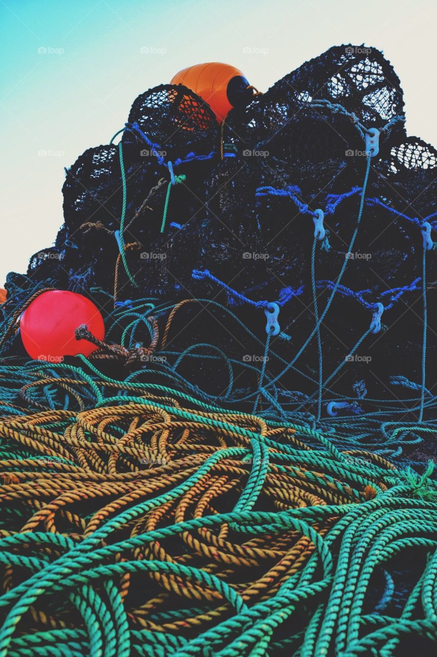 Fisherman’s Traps With Rope, Fishing Equipment, Fishing As A Hobby, Fishing As A Sport, Fishermen’s Life, On The Dock, Tangled Rope, Fishermen’s Pier