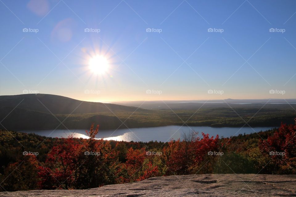 Golden hour on Cadillac mountain Maine 