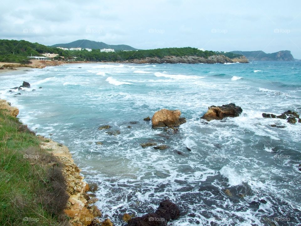 Cala Nova beach in Ibiza, Spain