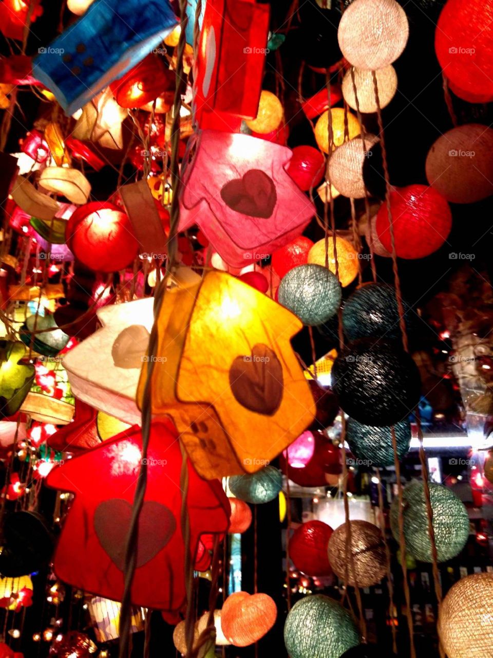 Home with heart lights in JK market, Thailand.