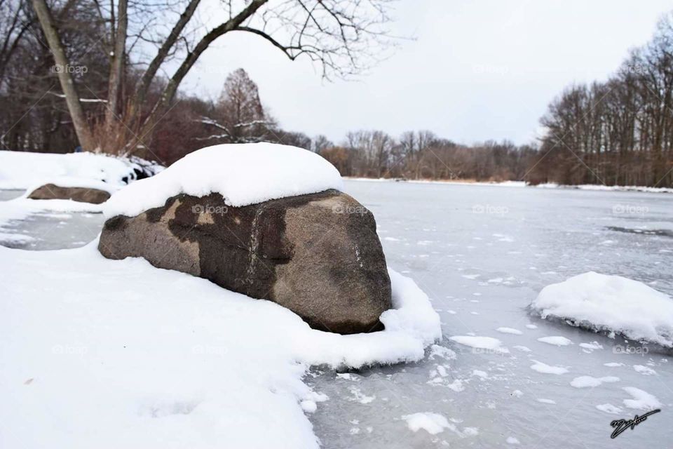 ice, rock, snow, lake