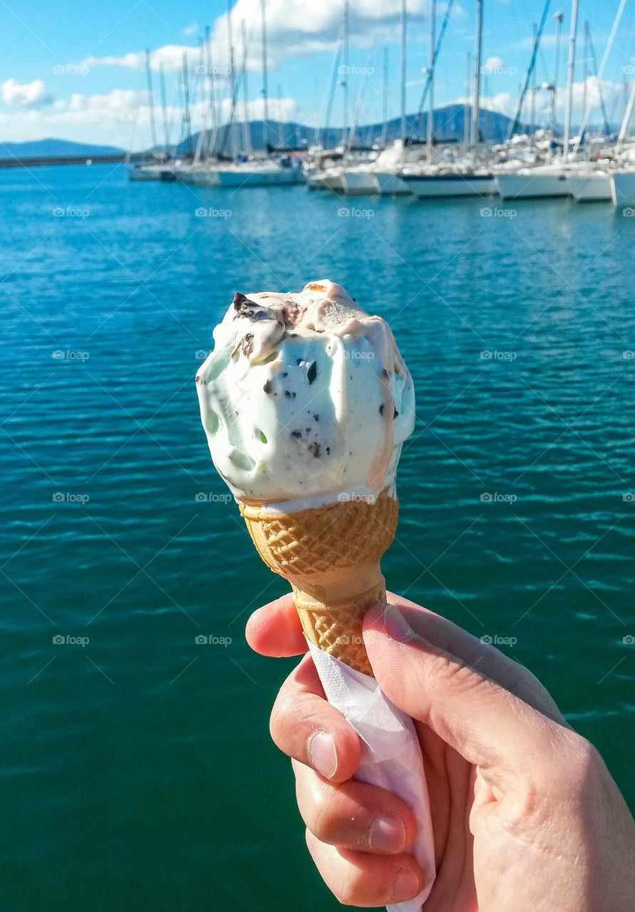 Woman holding ice cream cone