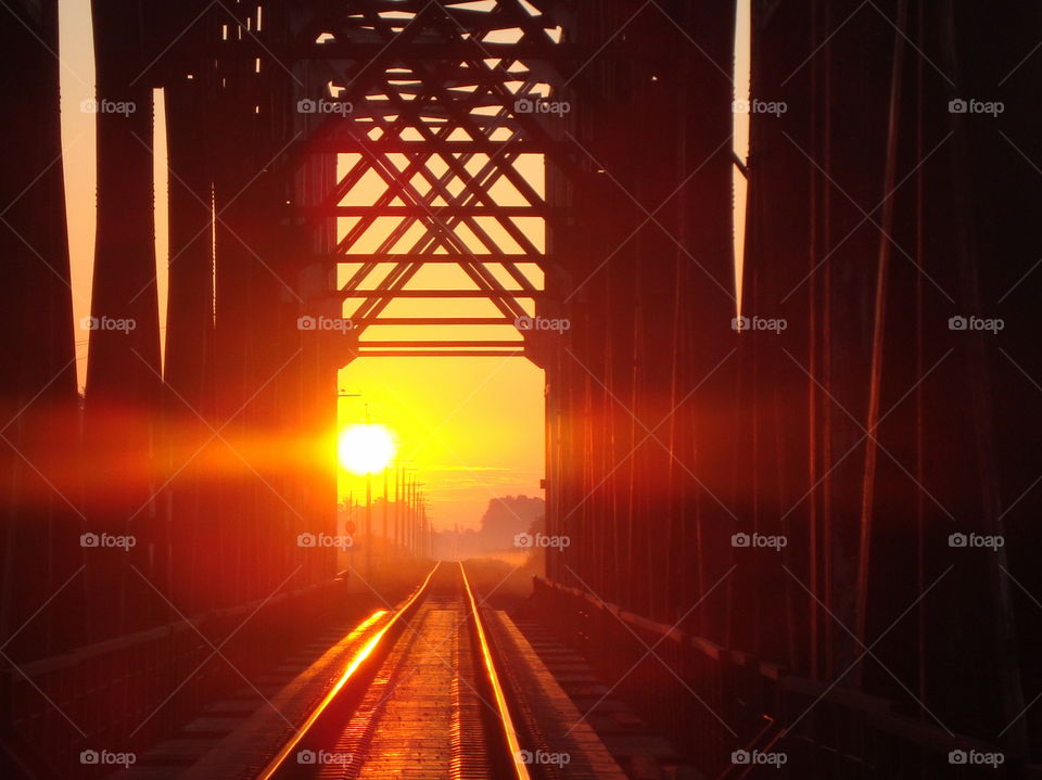 Railway bridge during the sunset