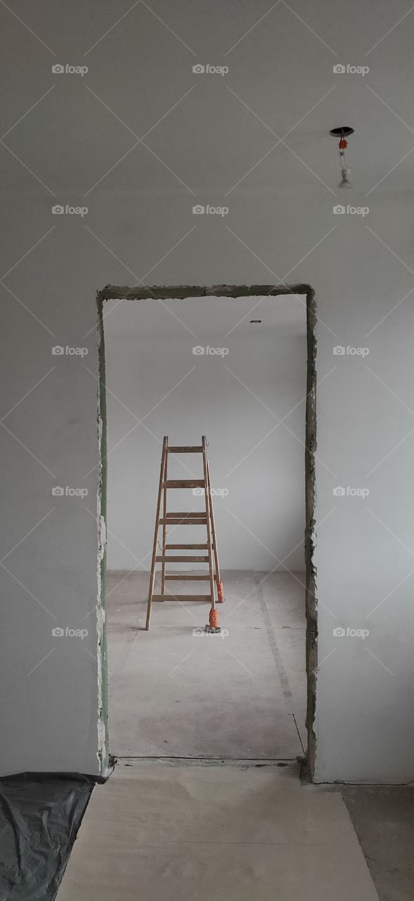 Home Renovation with a ladder