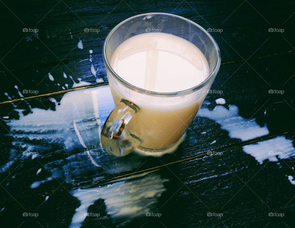 spilled milk from a cup