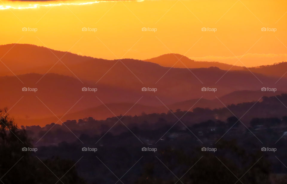 Mountain layers at sunset.