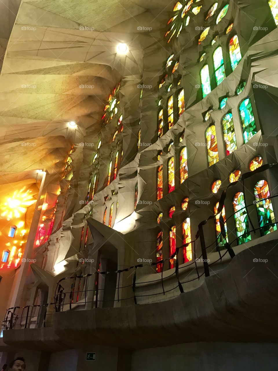 The sunlight brings Gaudi’s cascading rainbow of colour into the cathedral! The building still unfinished, the masterpiece of one mans passion for his religion