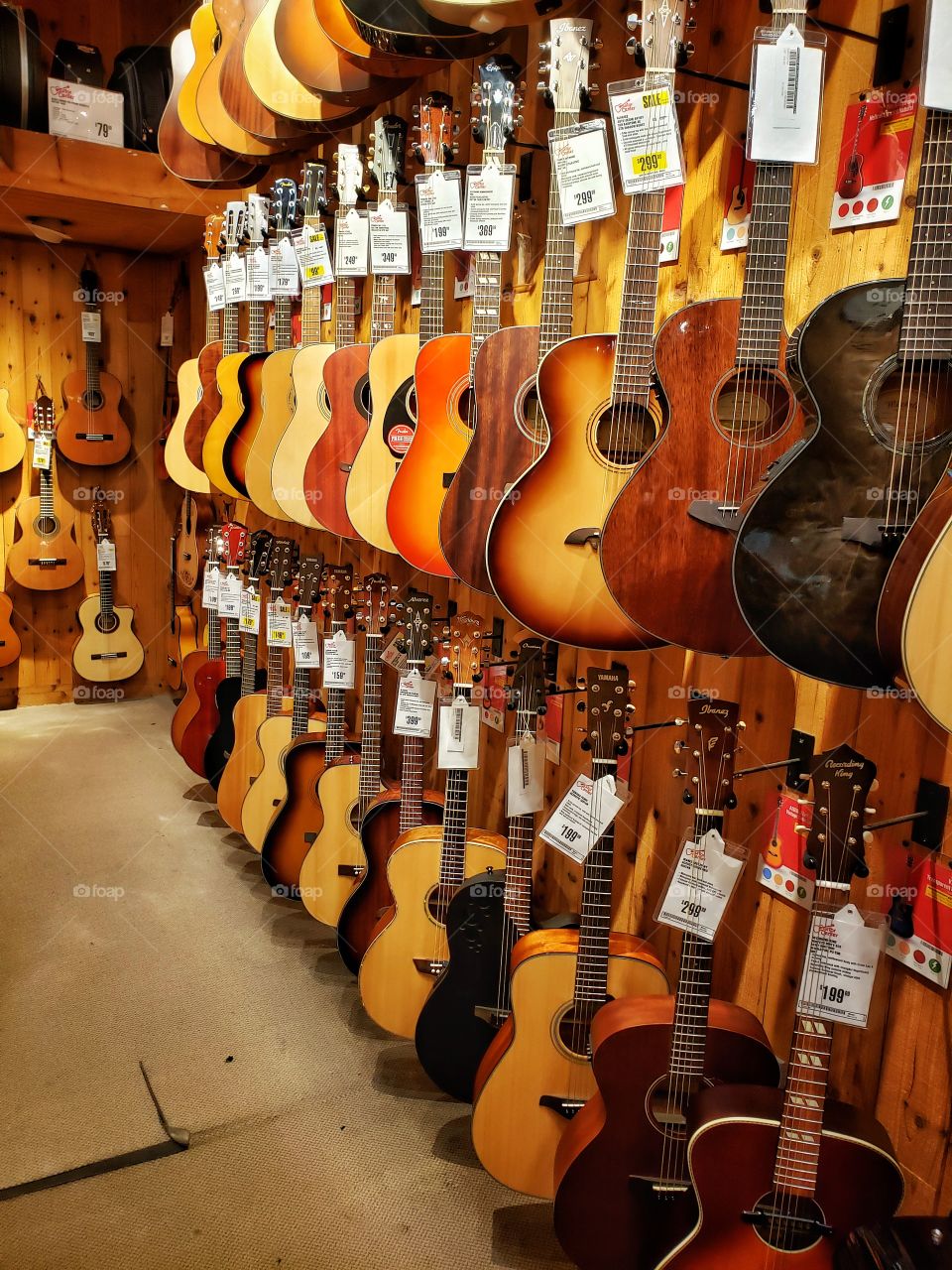 into the guitar shop...