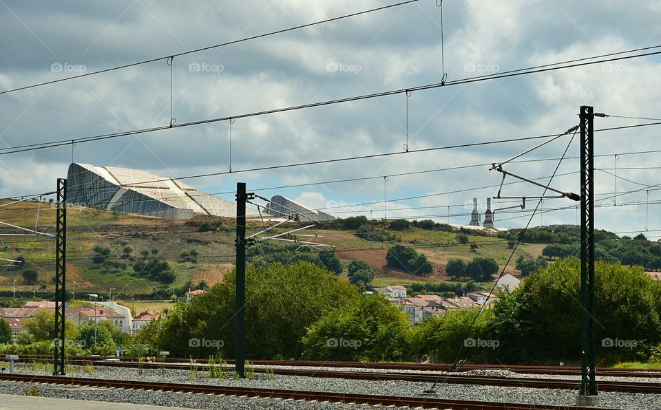 City of Culture. View of the City of Culture from the railway station. Santiago de Compostela, Galicia, Spain.