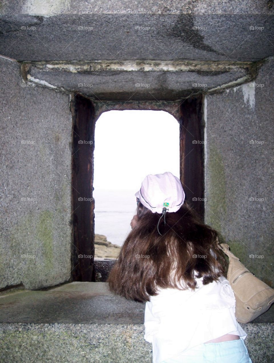 Girl Gazing Old Stone Fort Window
