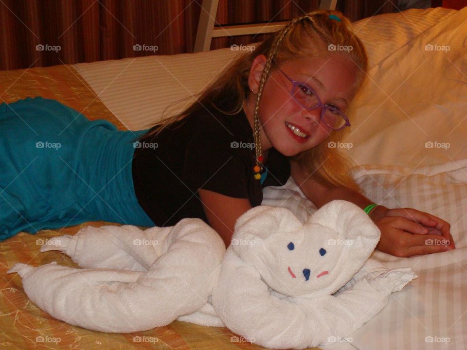 girl with towel animal