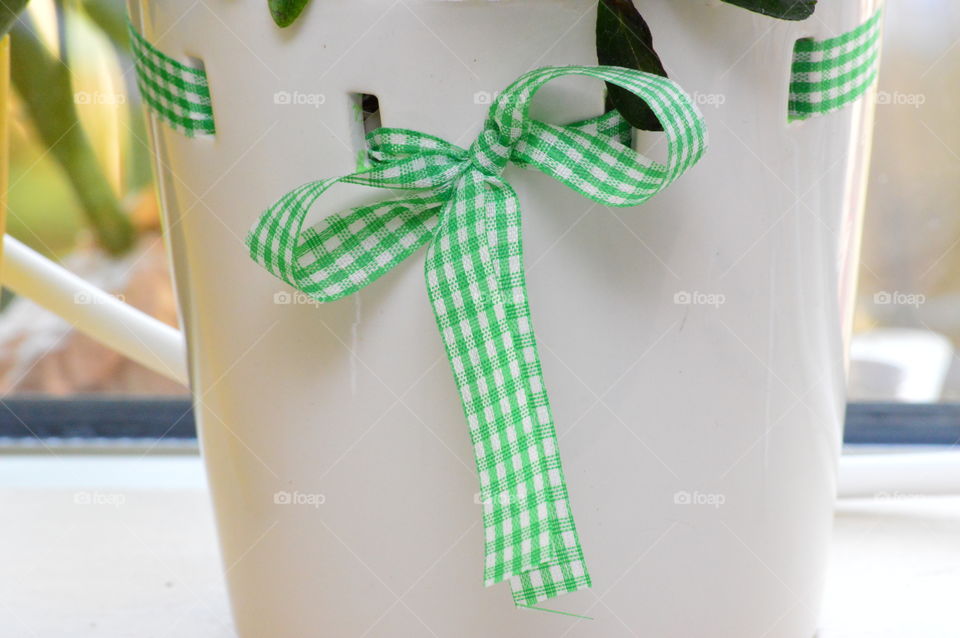 Close-up of green ribbon