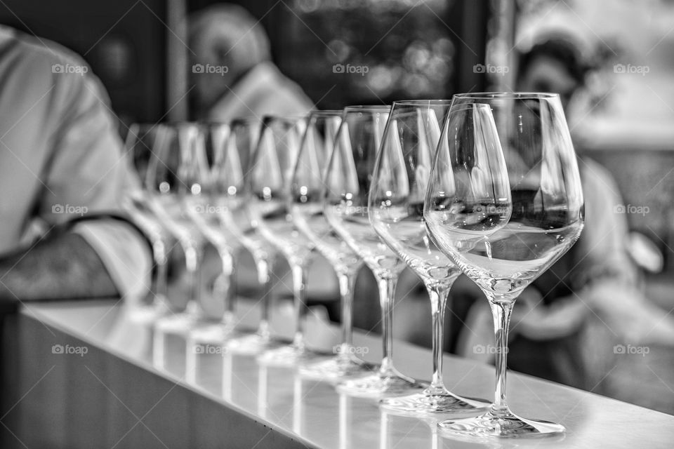row of wine glasses