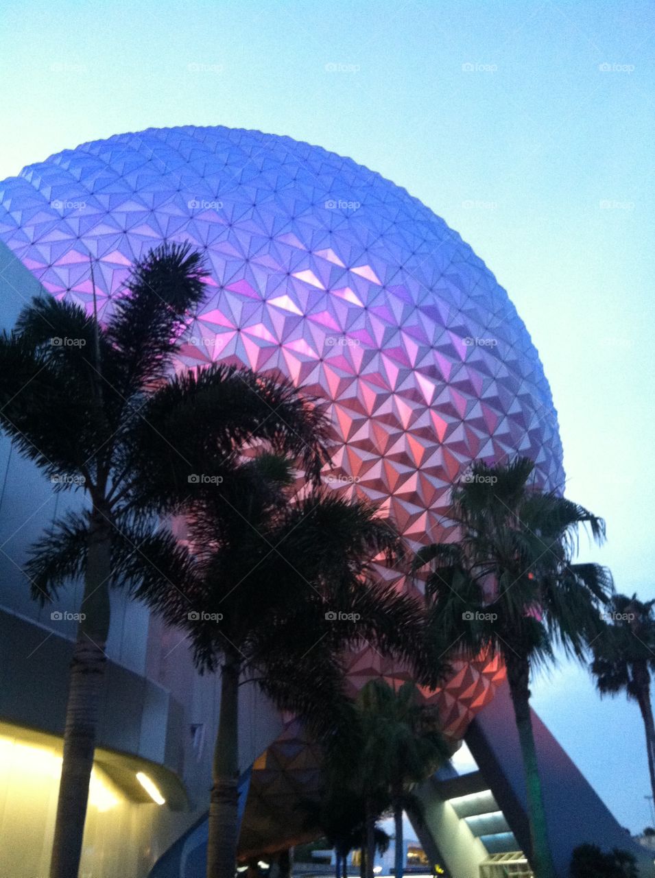 Epcot ball. The large colorful globe inside Epcot 