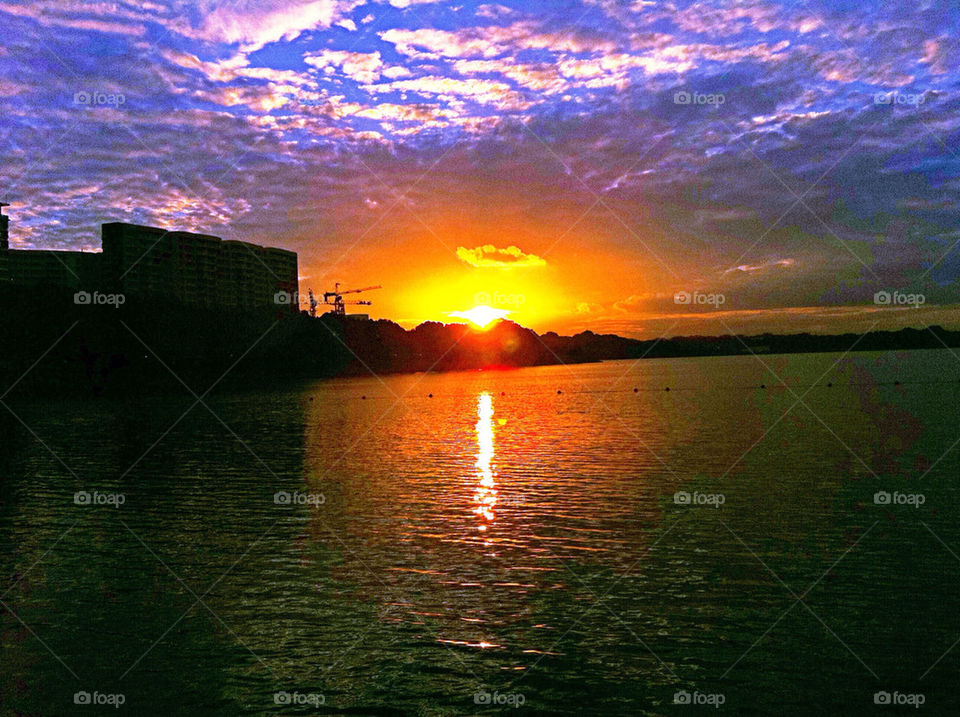 Sunset over the reservoir.