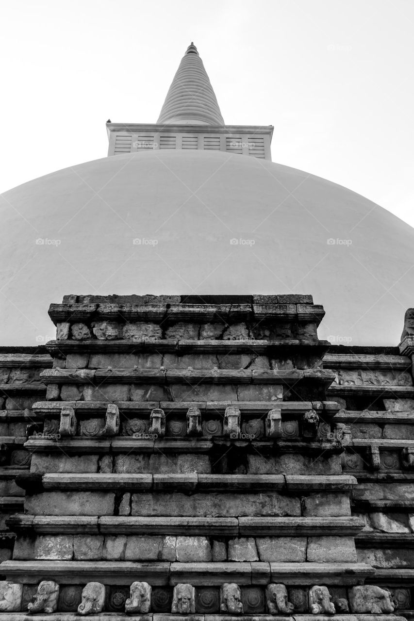 An ancient pagoda building in Anuradhapura, Sri Lanka. Shot in black and white. Ancient architecture at its best.