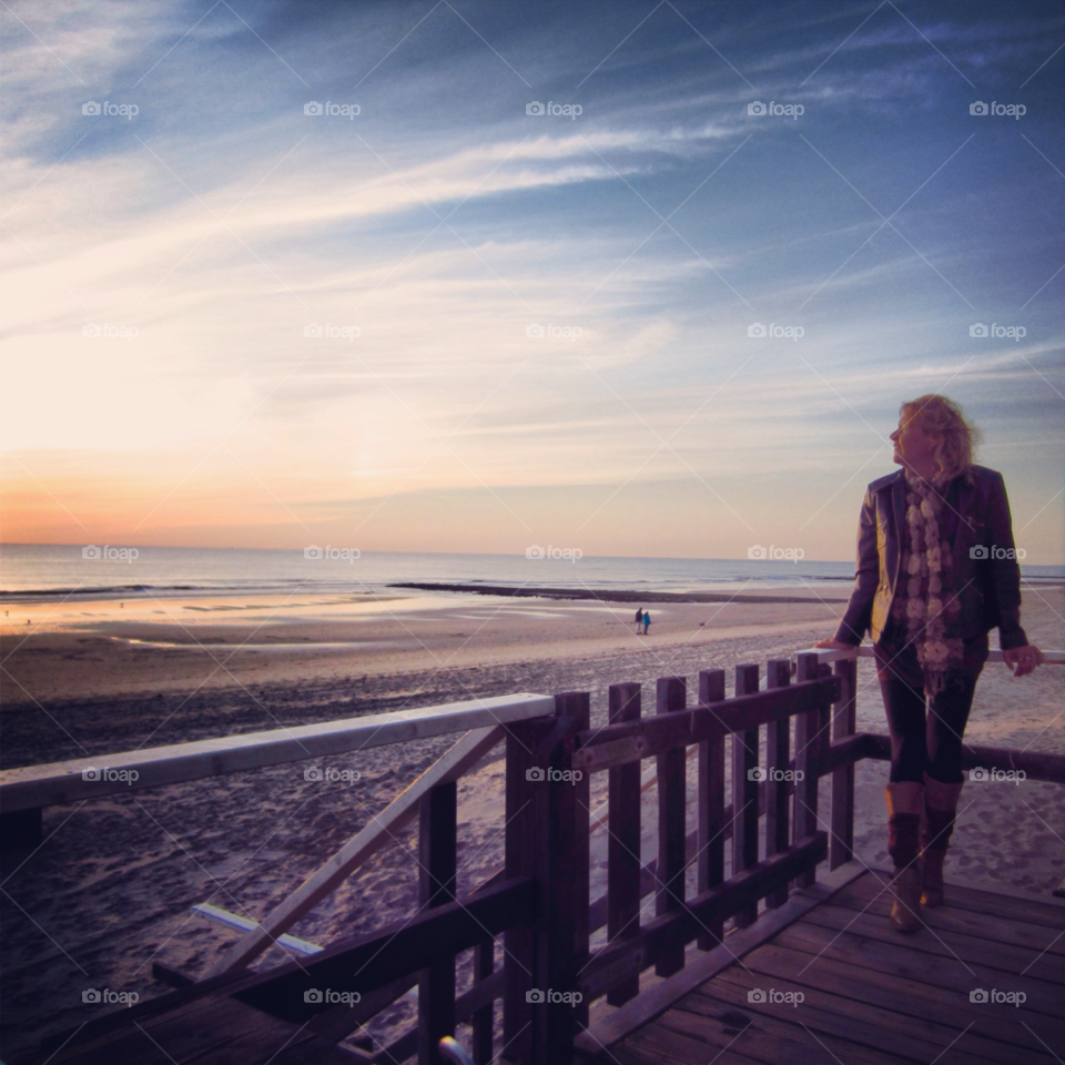 callantsoog beach sky woman by Nietje70