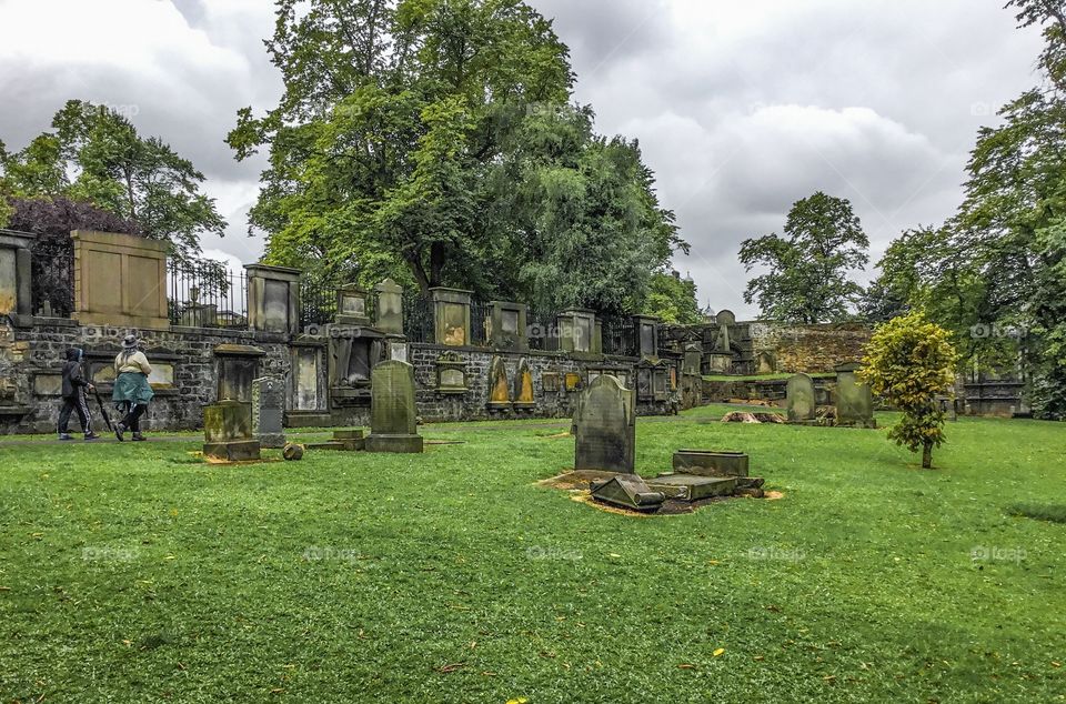 Depressive cloudy day by the graveyard