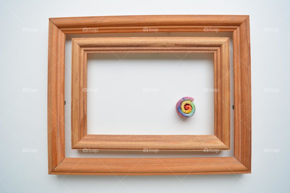 art wooden frame white background