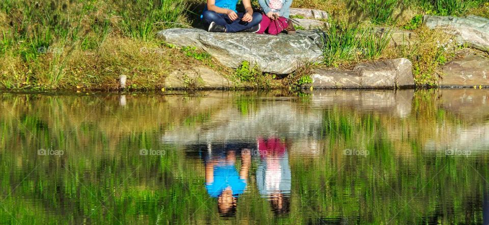 reflections. picture of girls on rock