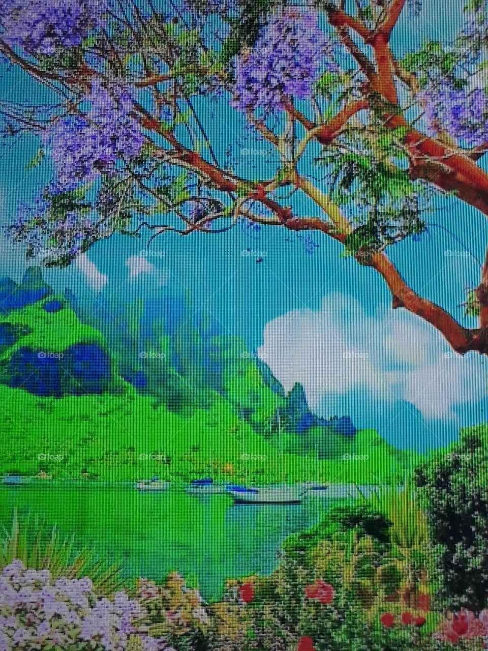 paisagem linda com fundo esverdiado