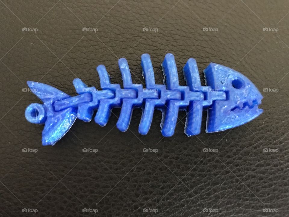 This is a blue 3D printed fish. It’s moveable and is made out of 8 pieces. This fish has it’s own album. Search for: “3D printed fish” in albums, or just look at my profile for the album.