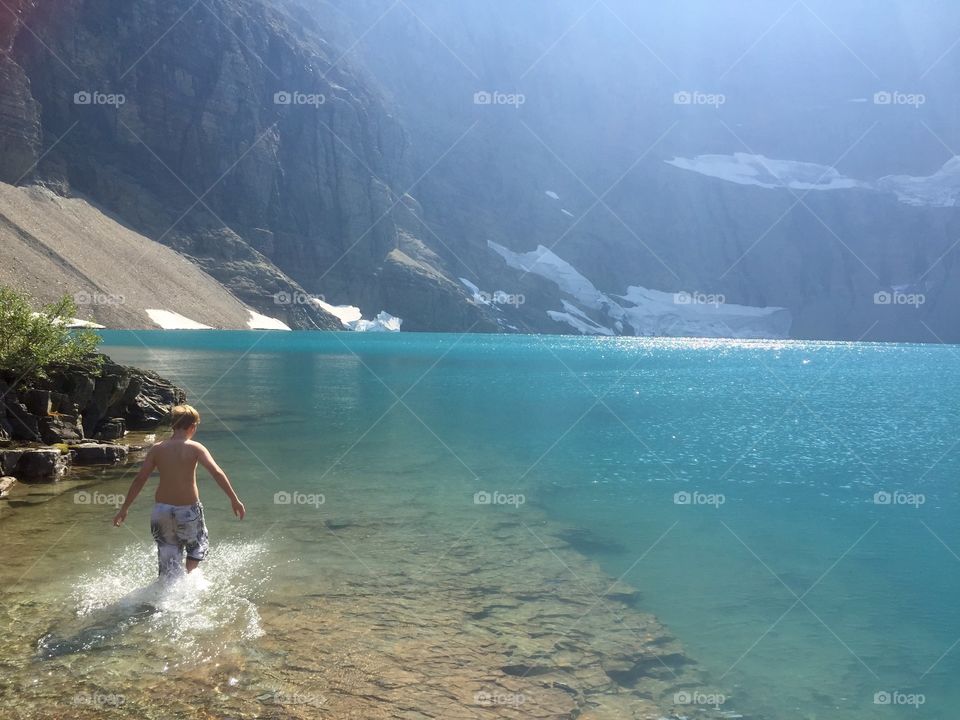 Braving the icebergs in Iceberg Lake, Glacier National Park Montana