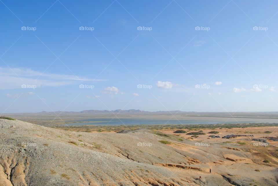 Dry desert landscape by the Caribbean sea