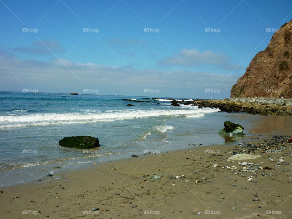 beach clouds sand rocks by kenglund