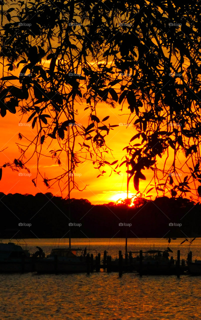 Silhouette of boat during sunset