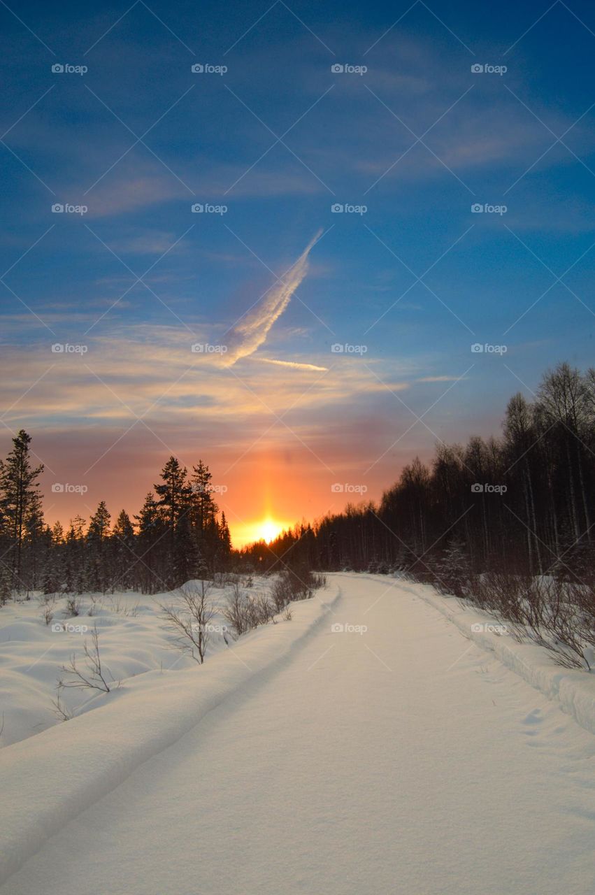 Stunning Sunset in Lapland, Finland