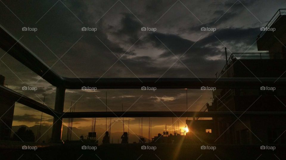 terrace view of sunset
