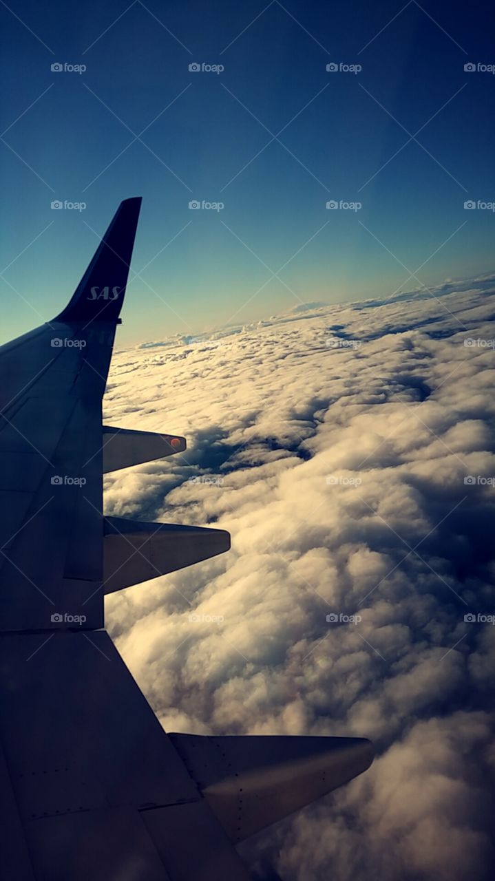 On the sky. Flight to Menorca from Oslo with SAS