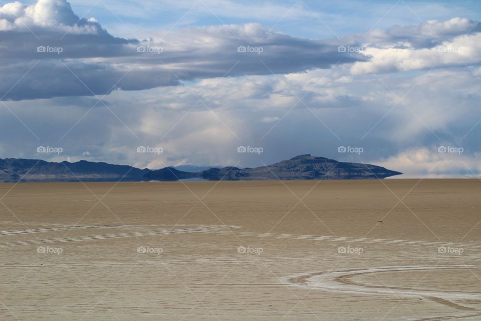Mountain Mirage on the Salt Flats.