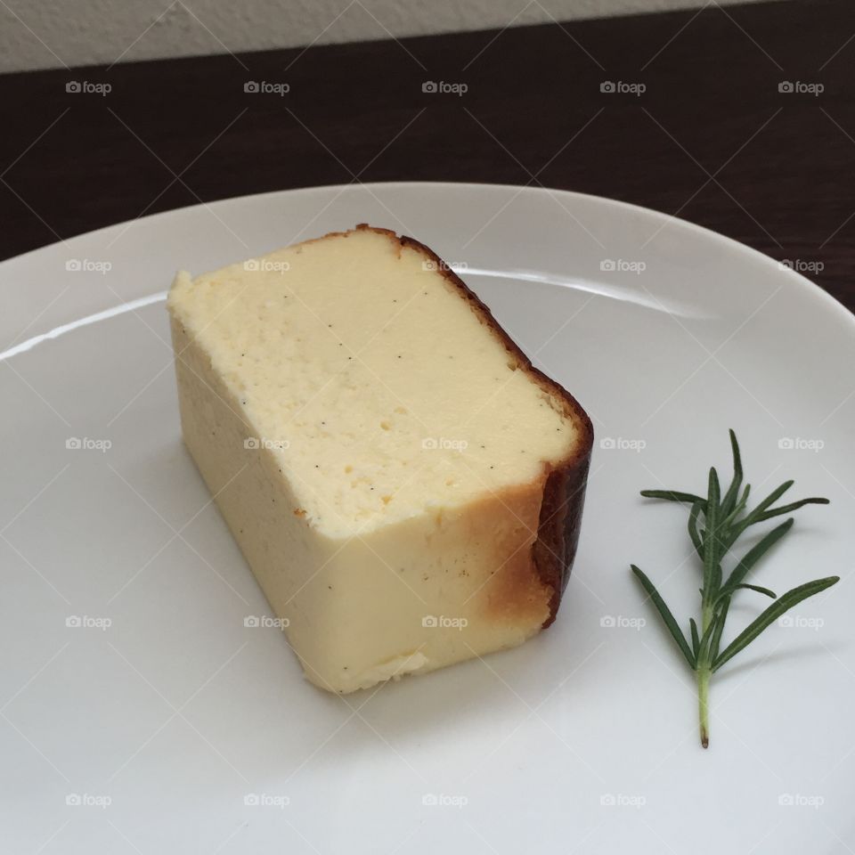 Cheesecake top view with simple decoration.