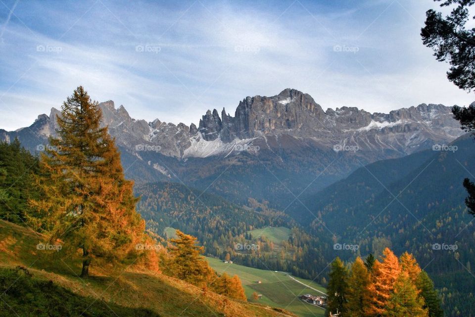 Latemar mountain range during autumn
