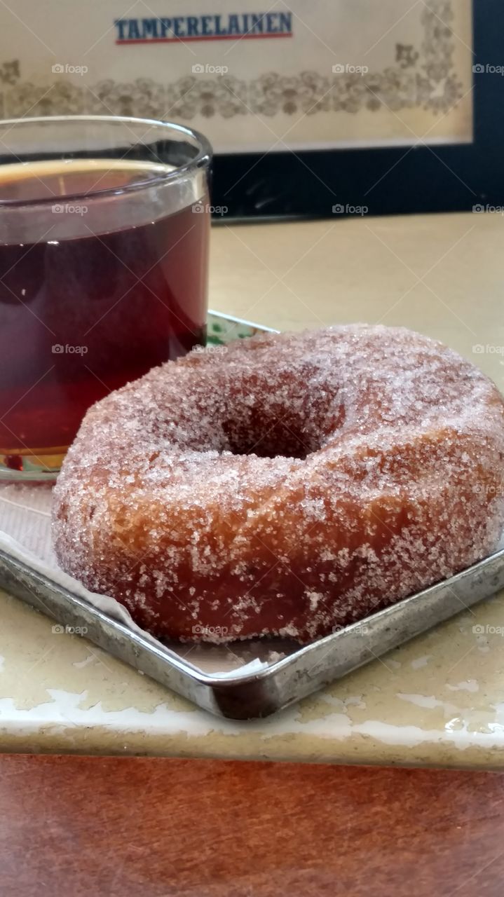 Tea and doughnut snack