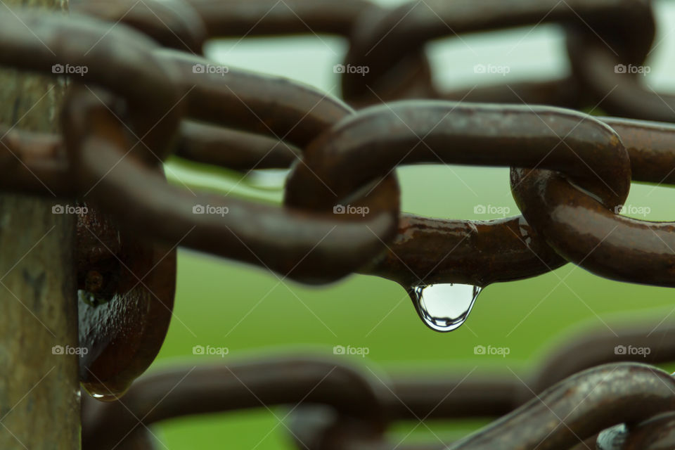 chain reflected on water drop