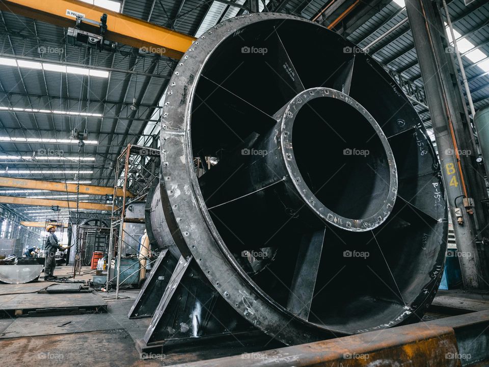 Steel turbine assembly in a steel factory in Malaysia