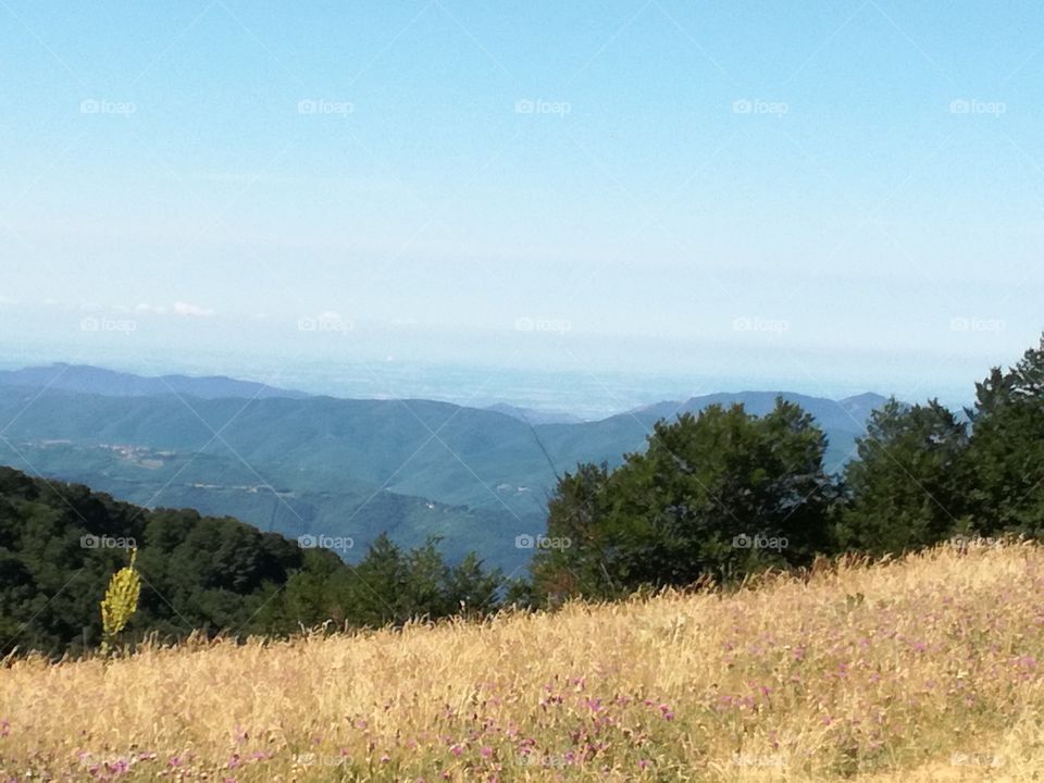 A view from the mountain to the plane