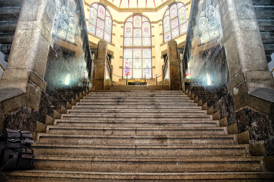 steps to upstair in Lawang Sewu historical building of colonial era, at Semarang, Indonesia