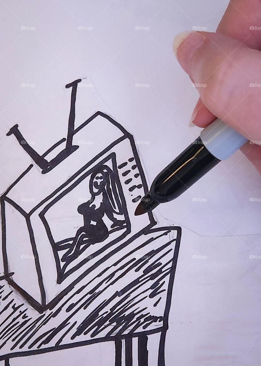 hand drawing tv because pop culture, television, and art all bring moments of escape and entertainment