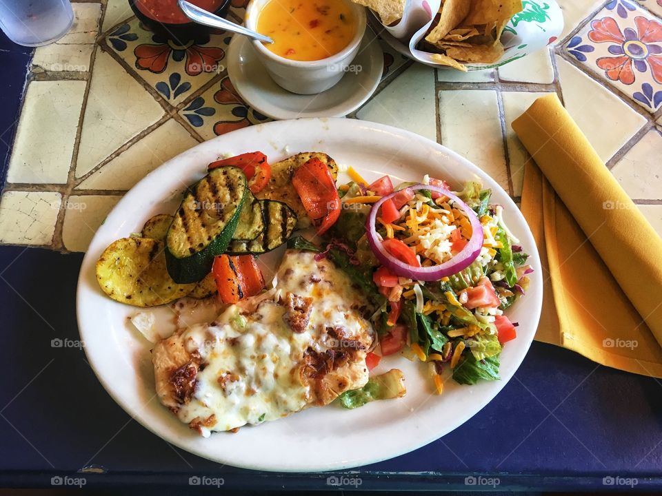 Plate of Fresh Mexican Food on a Table