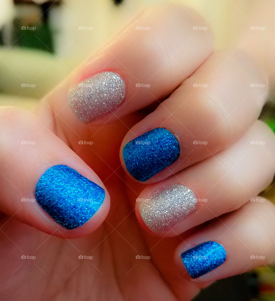 blue & silver nail wraps